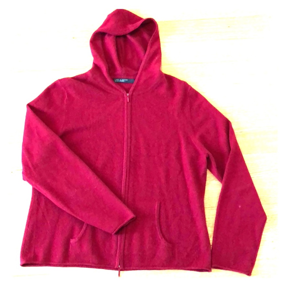 Red 100% cashmere sweatshirt hoodie